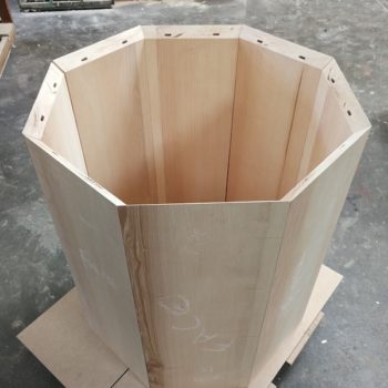 octagonal Ash wood frame with view inside and beautiful wood markings on panels