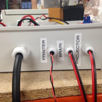 power connectors to printer, brain and projector