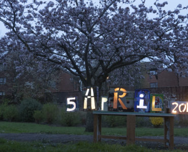 Light boxes celebrating the when this tree blossomed 5 April2019