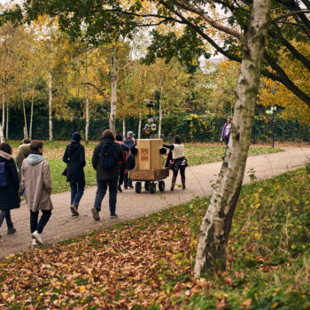 The procession going towards the silver birches