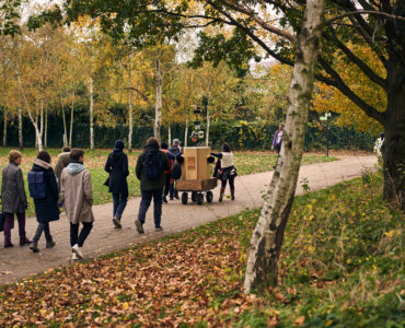 The procession going towards the silver birches