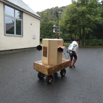 Rachel pulling the Future Machine in Cumbria