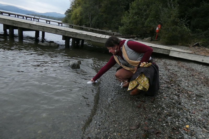 Future Machine's companion taking a water sample from Lake Windermere